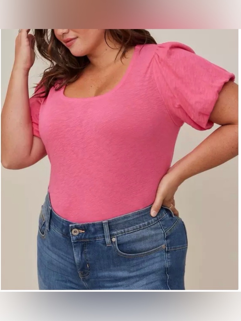 Torrid 5X Slub Puff Sleeve Tee with Scoope Neckline 100% Cotton